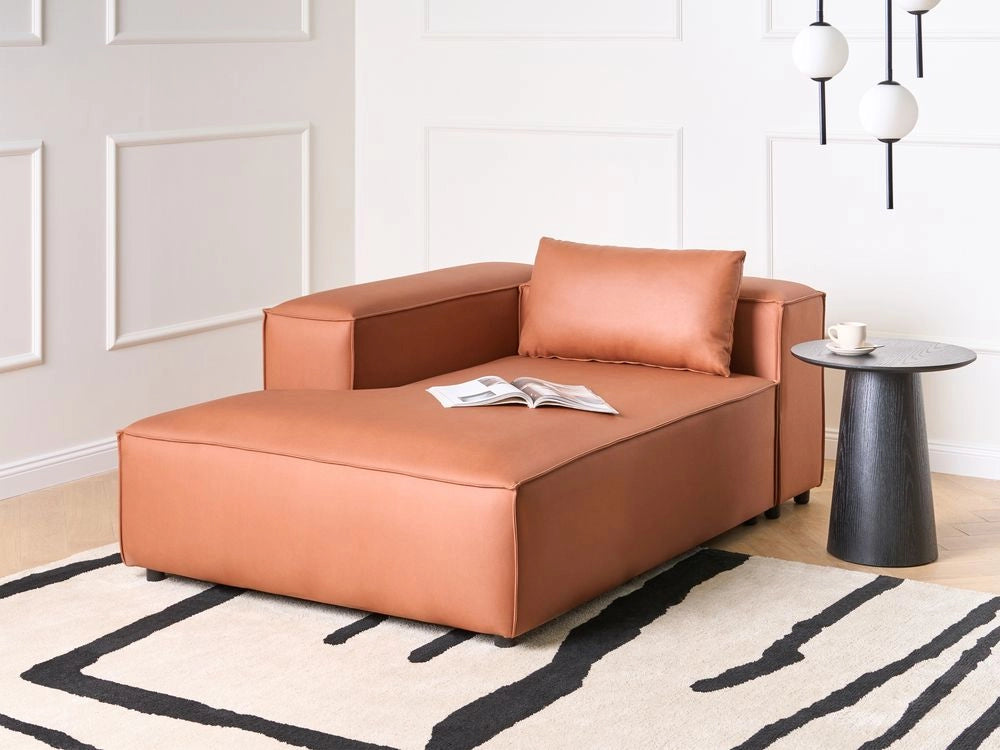 Chaise Lounge a destro Rivestimento in tessuto marrone dorato stile moderno