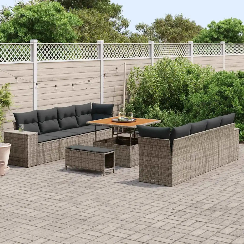Set Divano da Giardino con cuscino 11 pcs Grigio polyrattan 3361988