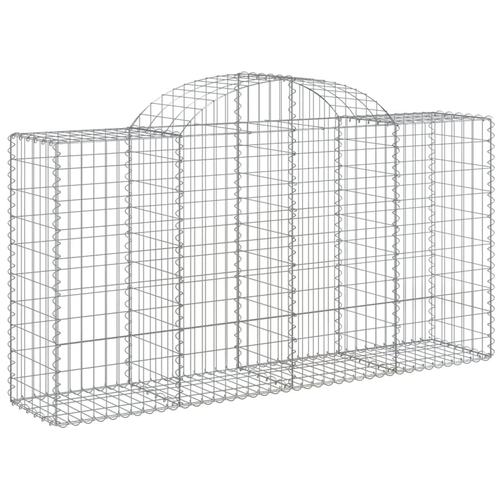 Cestini gabbioni recinzione a gabbia muro di contenimento ad arco 1 set da 2 200 x 50 x 100/120 cm ferro zincato argento 02_0040526