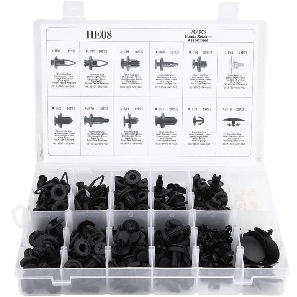 Trade Shop - Kit Clip Per Paraurti Auto 240 Pz 12 Dimensioni Assortiti Fissaggio Per Rivetti -