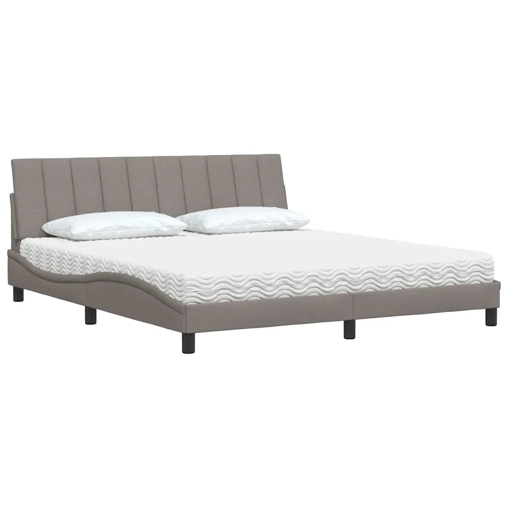 Letto con Materasso Hanko Tortora 180x200 cm in Tessuto 3310549
