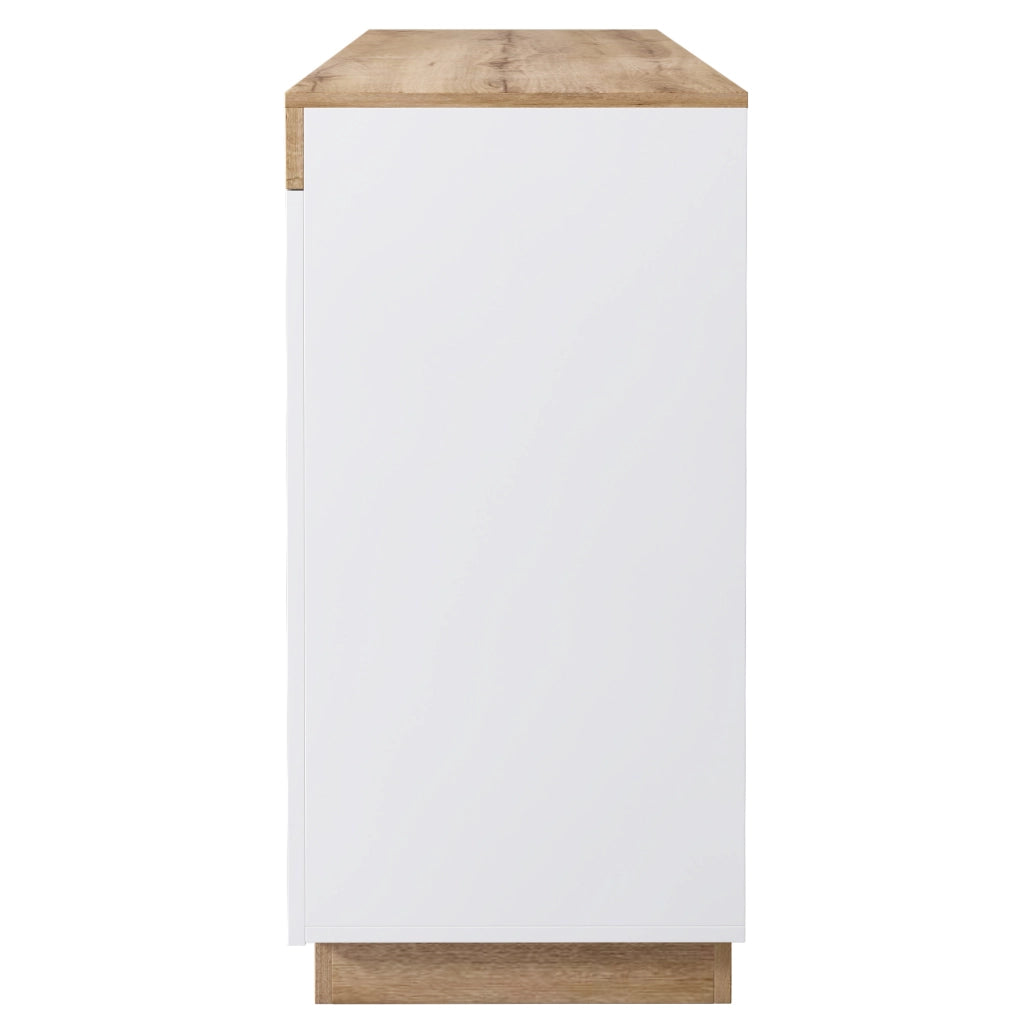 Comò classico bianco e rovere con 3 cassetti e 2 ante