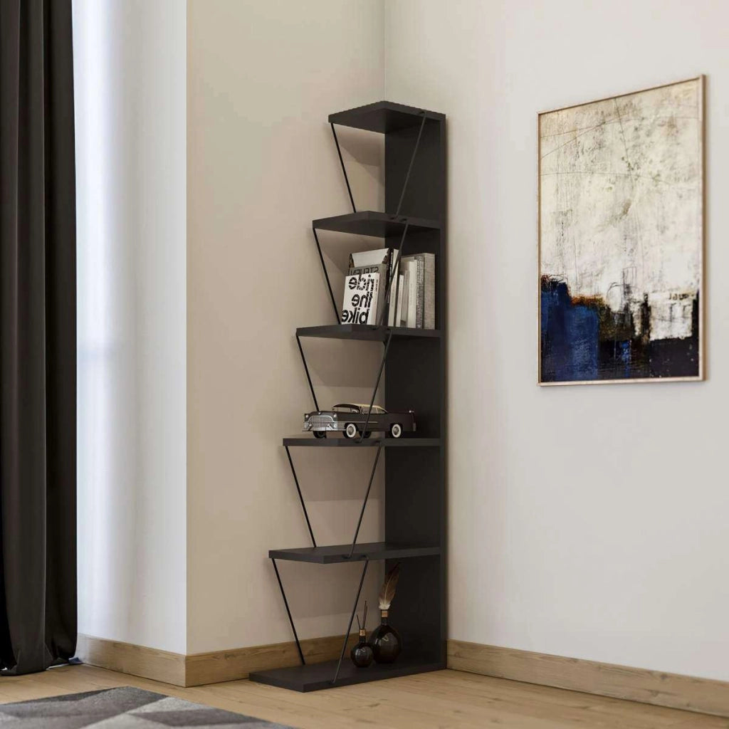 Libreria in legno "Melinos" - 50 x 22 x 150 cm - Antracite