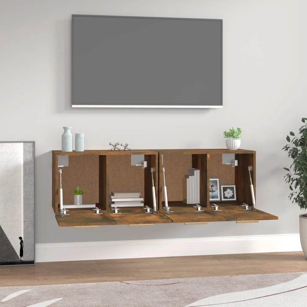 Mobili Parete 2 pz Rovere Fumo 60x36,5x35 cm Legno Multistrato 3115633