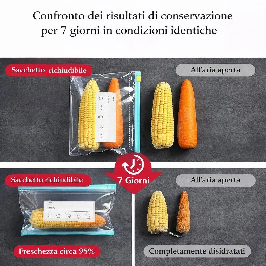 24 Sacchetti Alimenti Ermetici Riutilizzabili 3 Misure | 69716
