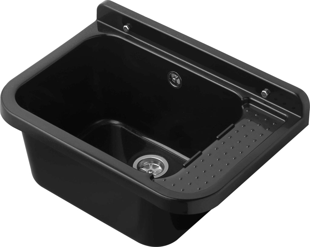 PILOZZO da muro in PP - Dim: 50 cm - Completo di GRIGLIA appoggiatutto - CR - Colore: NERO LUCIDO