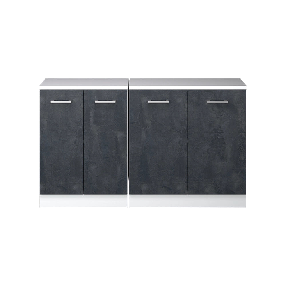 Set di mobili sottotetto Rion Calce nera/Bianco 140 cm Set di 2 carcasse armadio profondità 60 cm Vicco