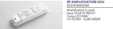 AMPLIFICATORE DI POTENZA 2 CANALI INPUT 16.5A 12-36VDC OUTPUT 2CH;8A E  CH 12 E 36V MAX 16A 17,5X4,5X2,7