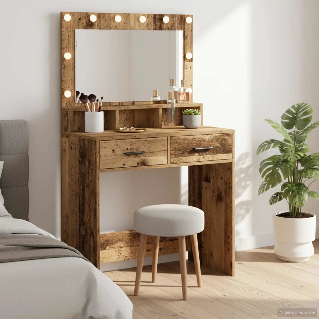 Tavolo da Trucco con cassetto Legno vecchio 79 x 41 x 135 cm 865089