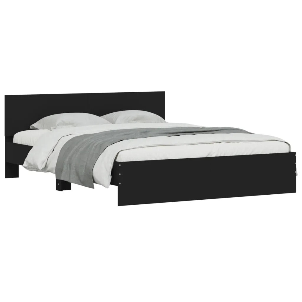 Giroletto con Testiera-Struttura Letto con testiera Nero 140x190 cm