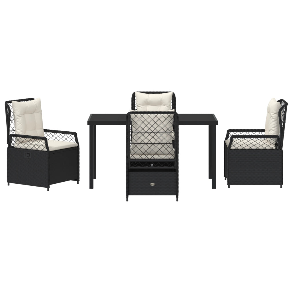 Set da Pranzo da Giardino 5 Pezzi Rattan Polimerico Nero