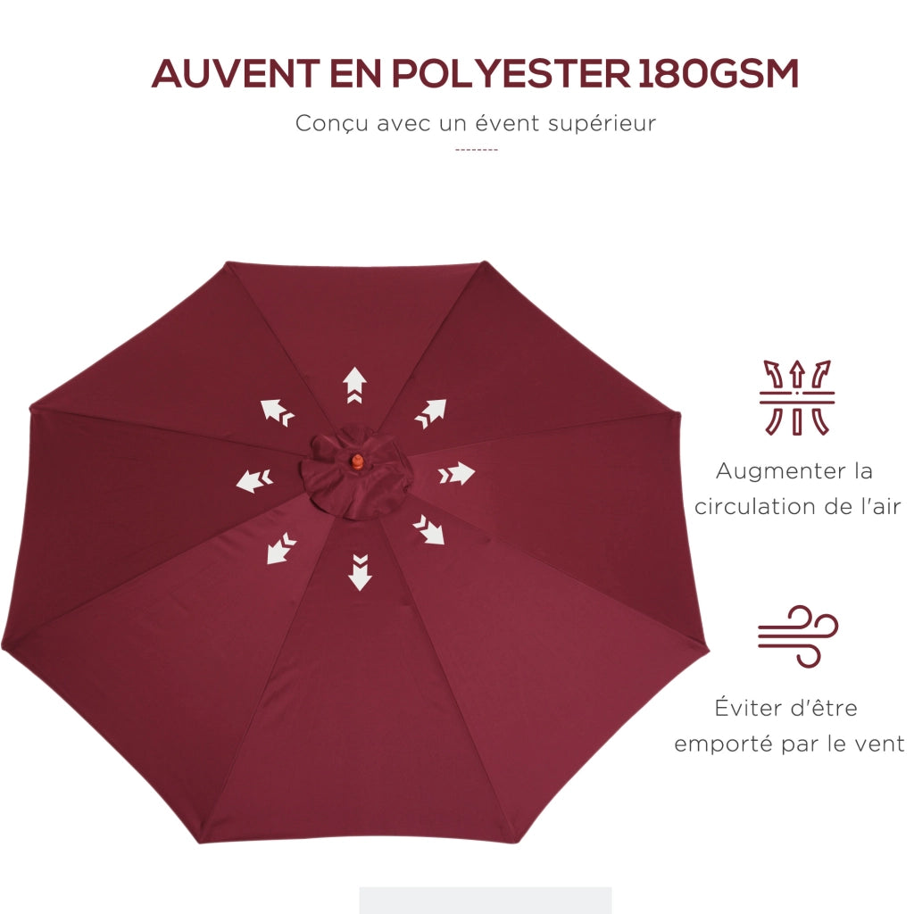 Ombrellone da giardino ¨C zephmum ¨C 2 posti, doppio tetto, in legno e poliestere, rosso, ? 3x2.5 m