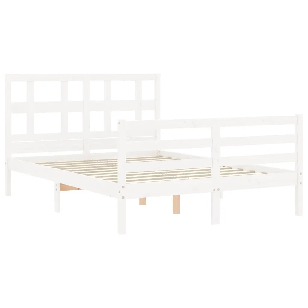 Giroletto con Testiera-Struttura Letto con testiera Bianco 120x200 cm in Legno Massello 532768