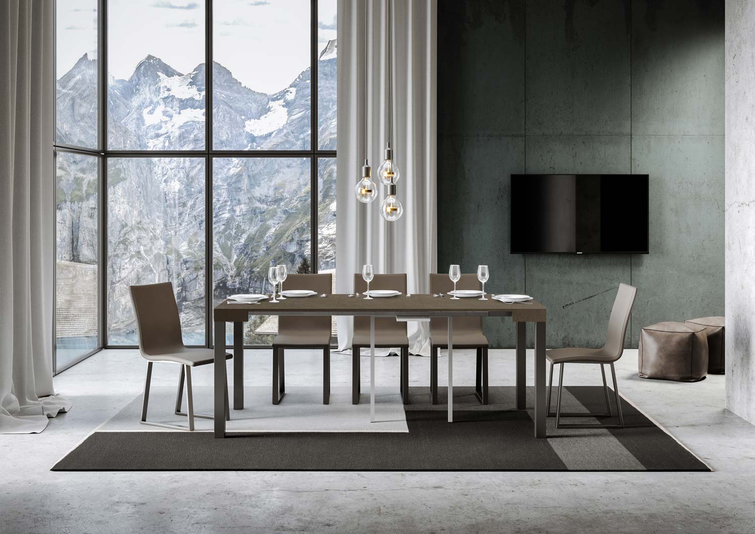 Consolle Allungabile 90-196x40x77 cm Everyday Small Tortora Telaio Antracite