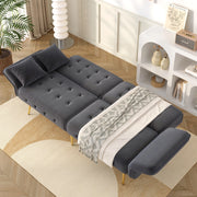 Divano letto 215x81.5 cm con schienali regolabili in schiuma grigio antico