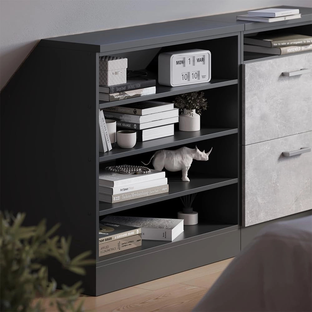 Armadio per tetto spiovente Rion, Antracite, 80 x 81.8 cm con 4 scomparti, carcassa 60 cm profondità, adatto per il salvaspazio sotto tetti spioventi