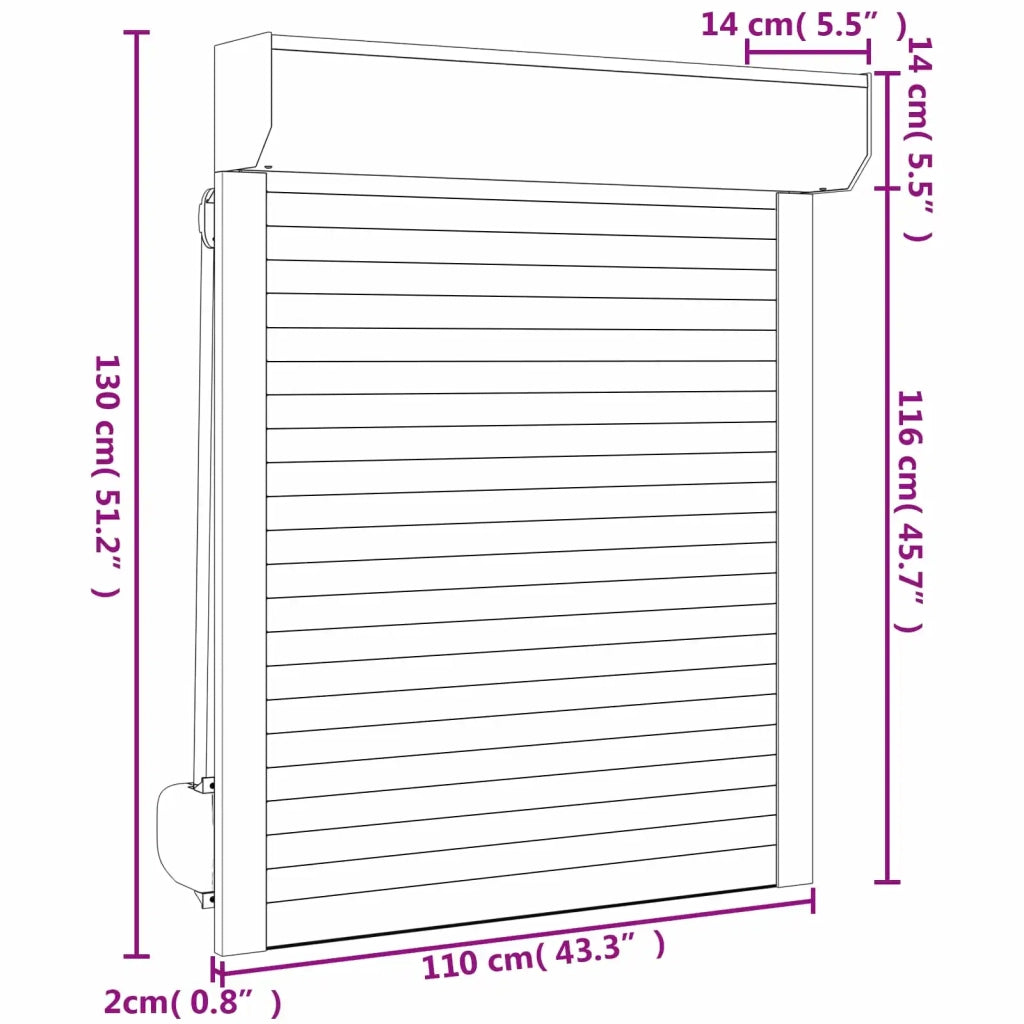 Persiana a rullo Bianco 110 x 130 cm Alluminio e poliuretano