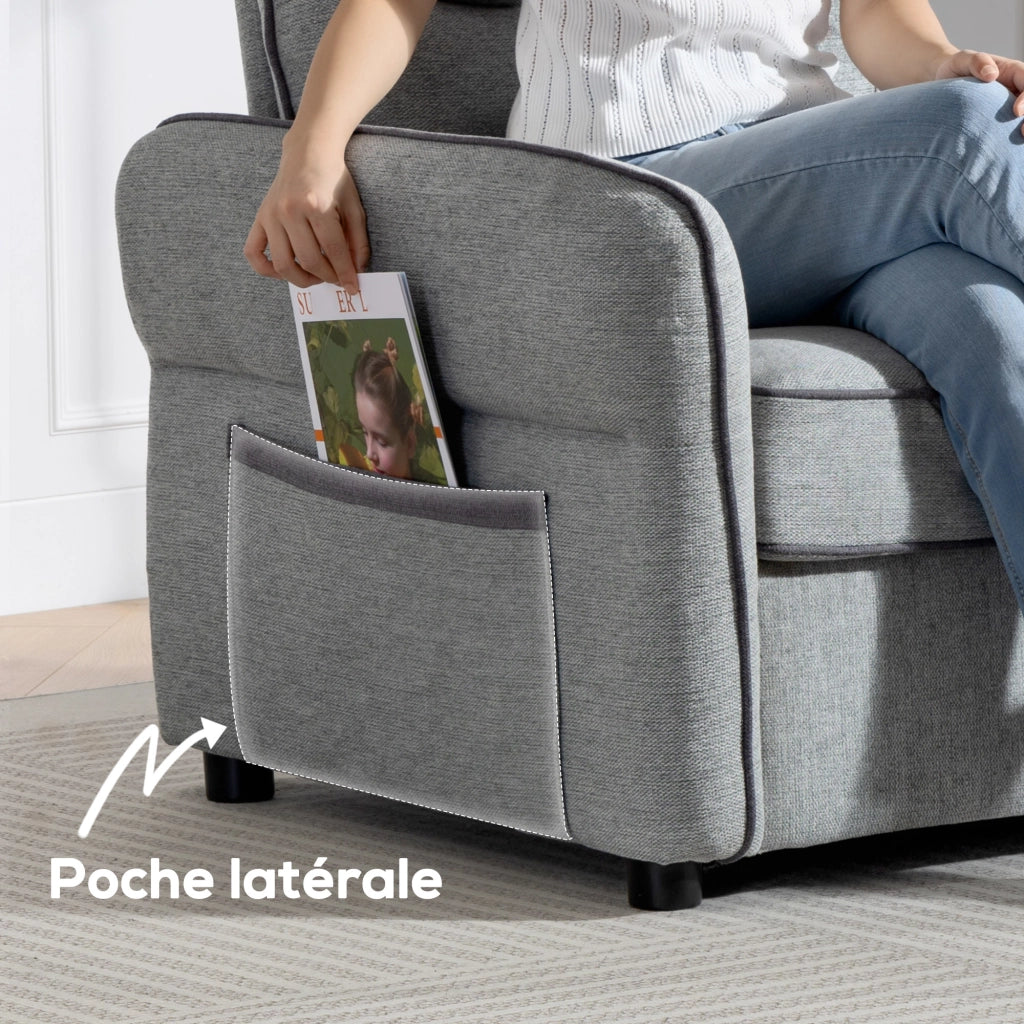 Divano 2 posti in velluto con cuscini ¨C zephmum ¨C grigio 136x81x90