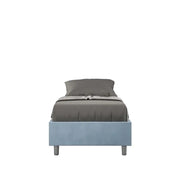 Letto singolo senza rete imbottito 80x200 microfibra azzurro Azelia