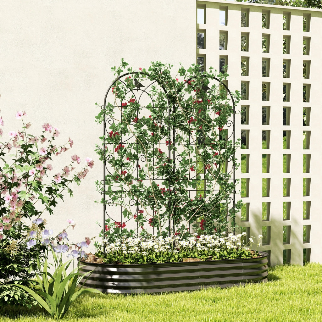 Supporto per piante rampicanti in metallo con design uccelli ¨C zephmum ¨C 2 pezzi 50x150 cm nero