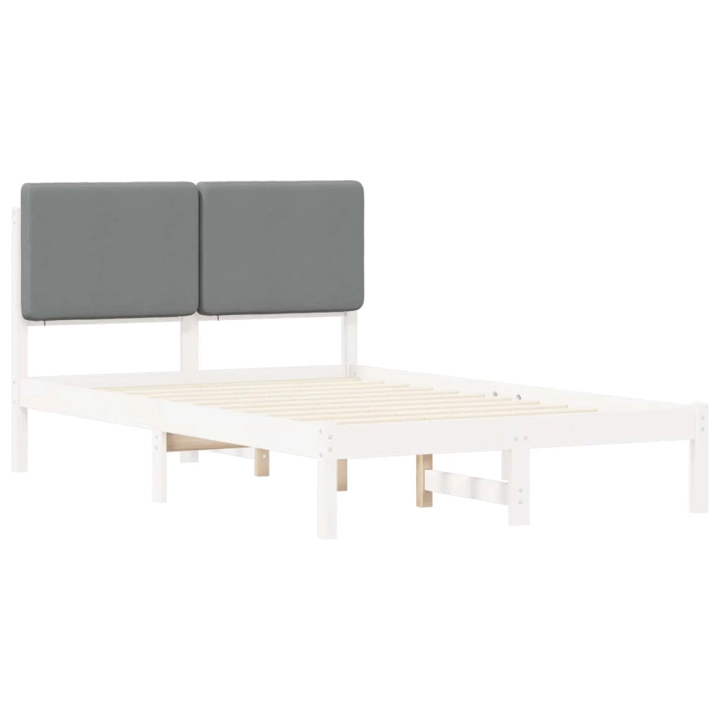 Letto con Testiera Rivestita Grigio chiaro 135 x 190 cm