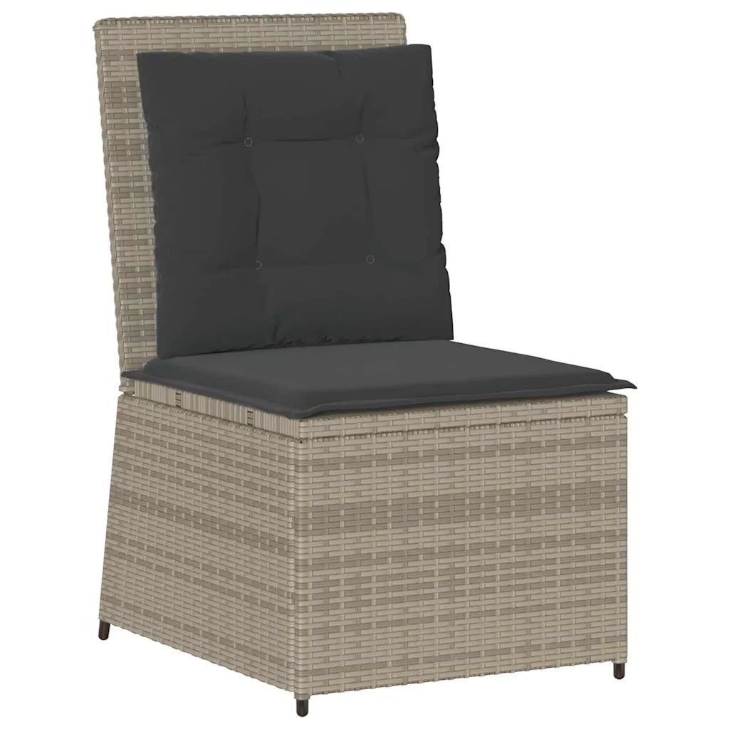 vidaXL Divano da giardino con cuscino Grigio chiaro Poly Rattan