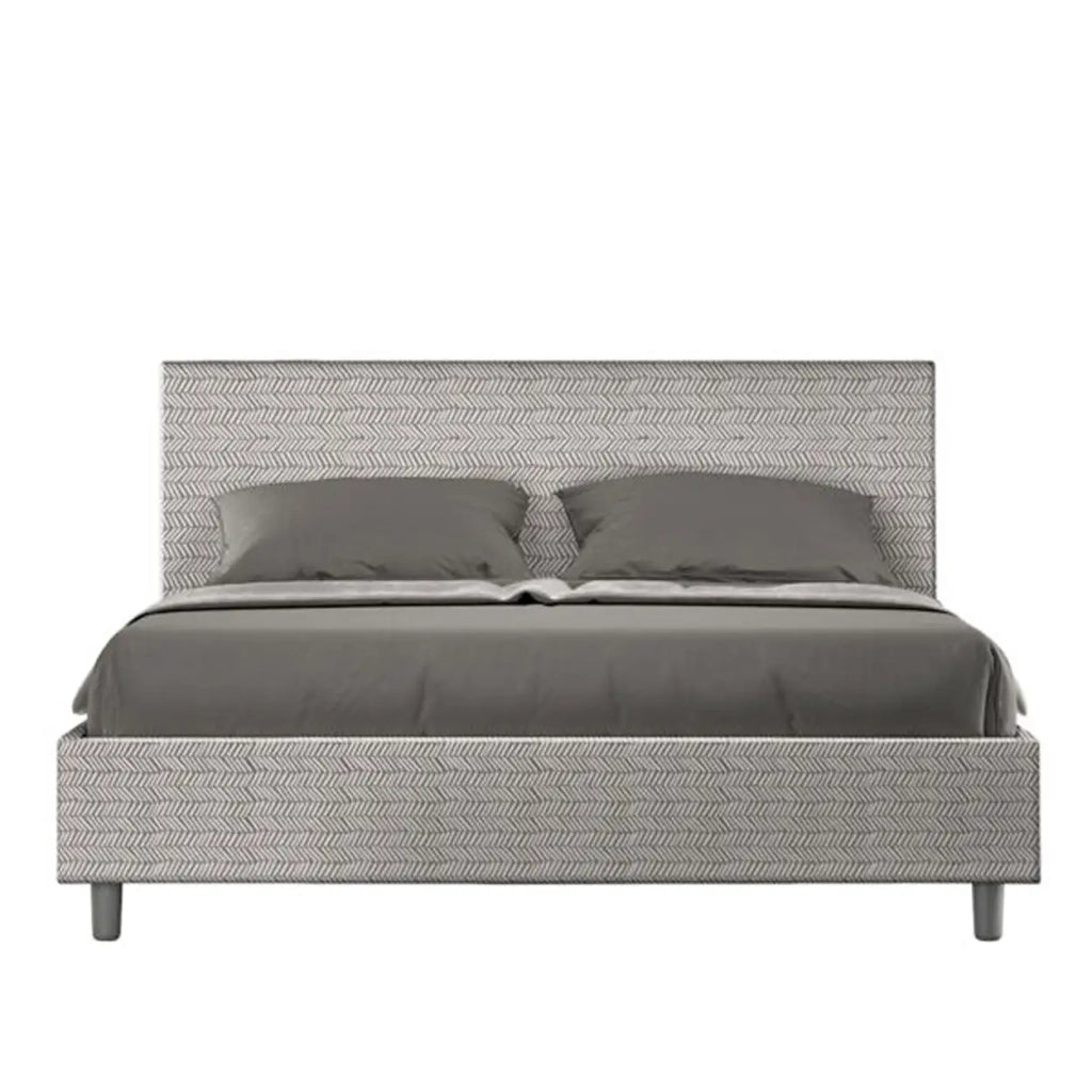 Letto matrimoniale con rete imbottito 160x200 tessuto Aragona 1 bianco Adele