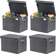 Opvoubara cassa di archiviazione con coperchio - cassa decorativa organizzatrice cubo per la casa - cassa per giocattoli abiti - riutilizzabile e sostenibile - nero - set da 4 Inklapbara cassa