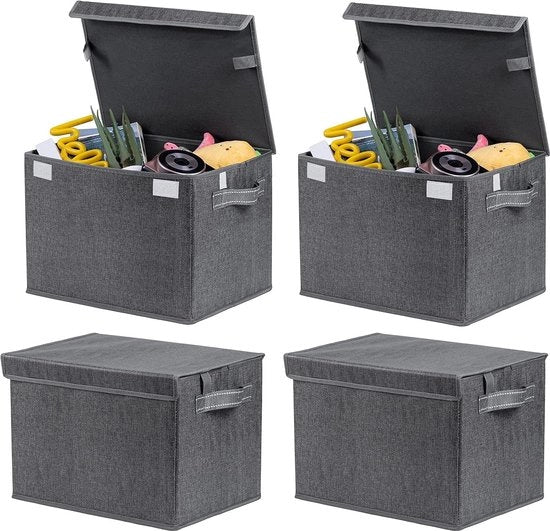Opvoubara cassa di archiviazione con coperchio - cassa decorativa organizzatrice cubo per la casa - cassa per giocattoli abiti - riutilizzabile e sostenibile - nero - set da 4 Inklapbara cassa