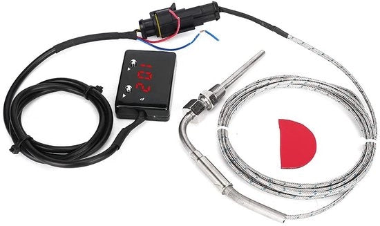 Sensore di temperatura di scarico digitale con display - NPT 1/8in - Termometro 0-1000°C - 12V DC - Regolazione universale - Alta precisione