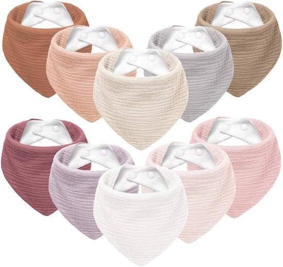 Set di copertine per bambini con morsetti, mussola per bambini maschi e femmine, copri collo per bambini, regolabile, 10 pezzi (rosa-bruno)