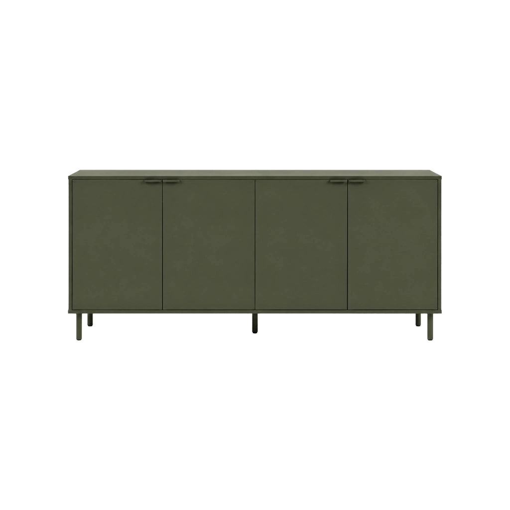 Credenza decorativa in legno e metallo 4 ante, 160cm, verde kaki