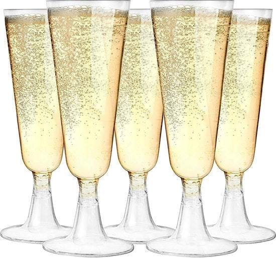 48 Coppe di Champagne per Matrimoni e Feste - Coppe di Plastica Riciclabili per Champagne - Coppe Eleganti di Plastica per Cocktail e Dessert