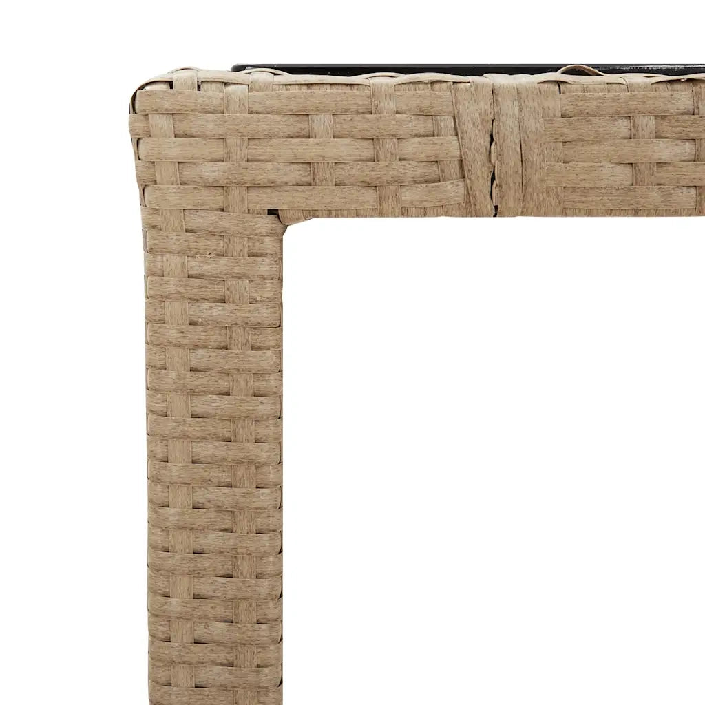 Tavolo da Giardino Piano Vetro Beige Polyrattan Vetro Temperato 319553