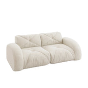 Divano modulare 2 posti senza struttura; schiuma 32D; tessuto chenille; design antiscivolo; beige chiaro