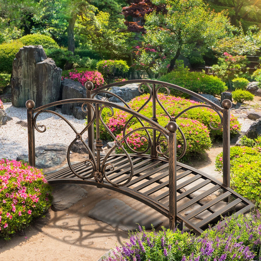 Ponticello da Giardino Vintage con Elementi Floreali ¨C Zephmum ¨C 99x68x53cm Nero in Metallo