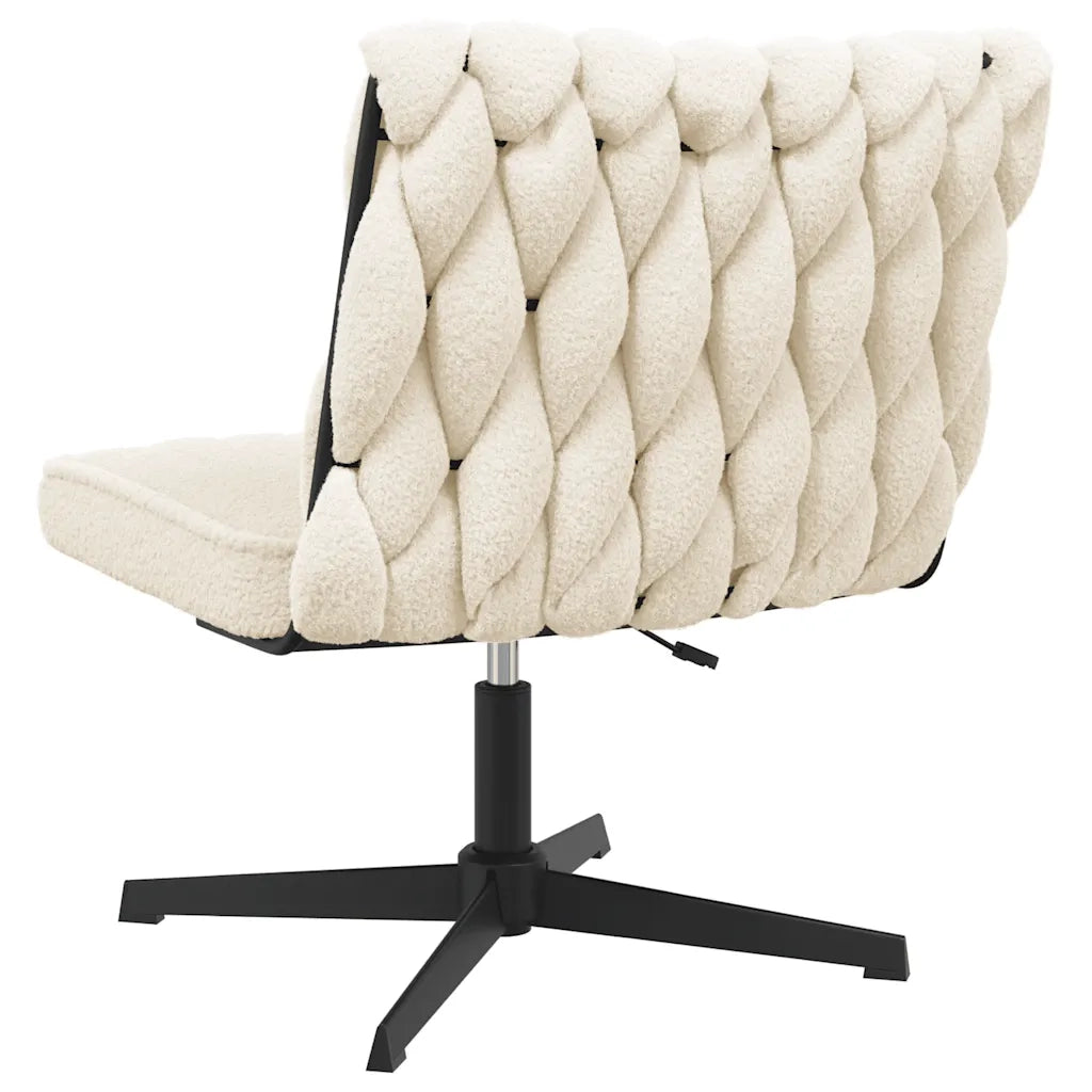 Sedia da Ufficio Girevole in Tessuto Riccio Crema Effetto Lana 4105396
