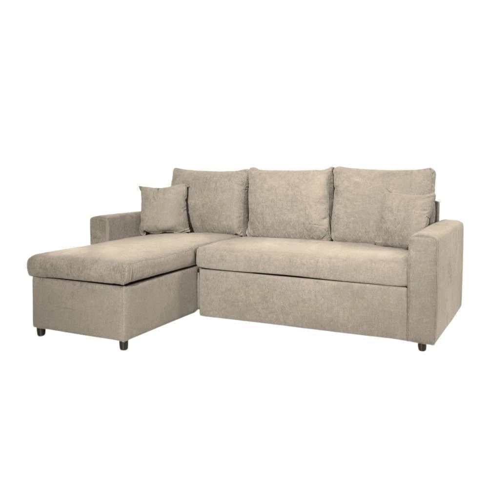 Divano con penisola reversibile funzione letto Golf tessuto cappuccino Barrel09