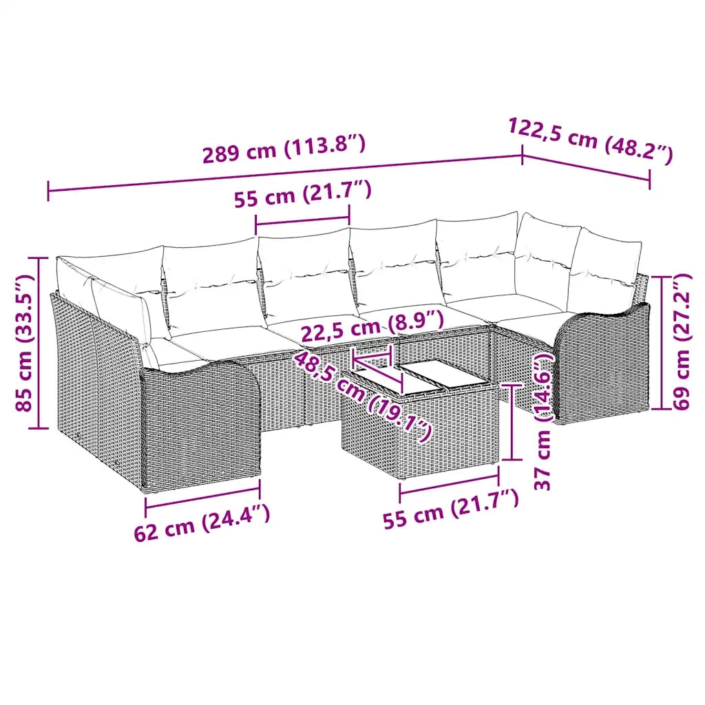 Set Divano da Giardino Nero 55 x 55 x 37 cm polyrattan 3345617