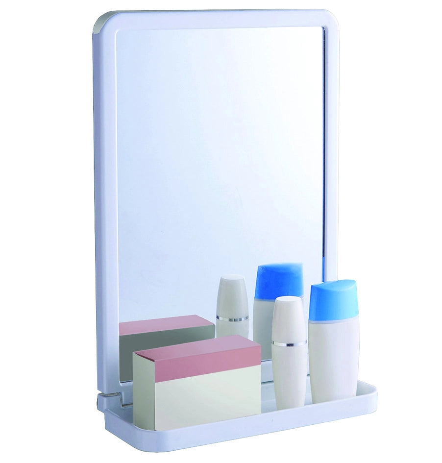SPECCHIO BAGNO CON MENSOLA IN ABS  mm.299x200x87  colore bianco    AGLAIA