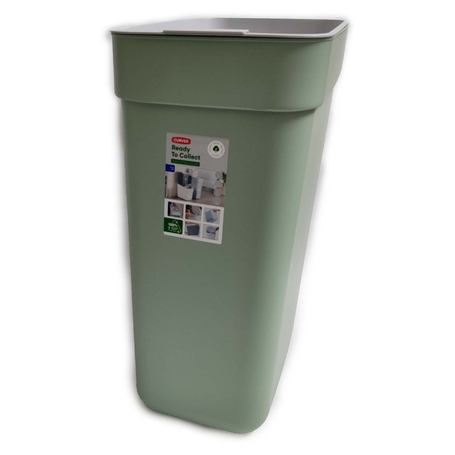 PATTUMIERA CURVER READY VERDE / GRIGIO LT. 30 CON FERMA BUSTA