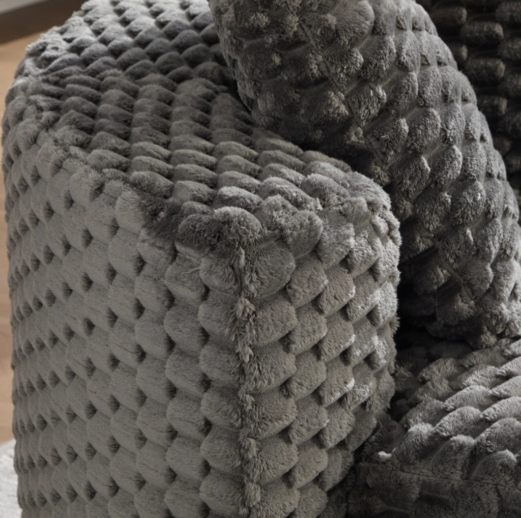 Poltrona compressa con pouf in tessuto grigio scuro