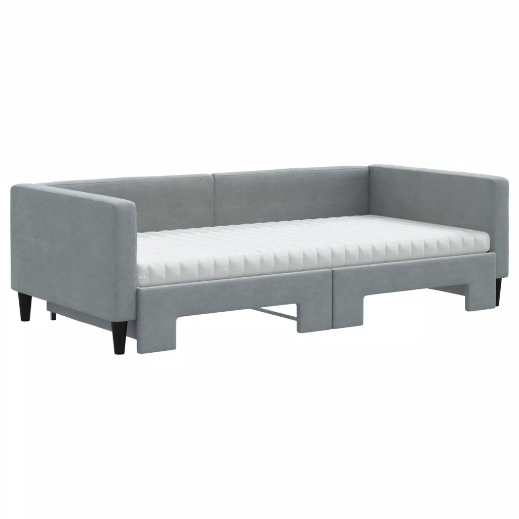 Divano Letto Estraibile Materassi Grigio Chiaro 100x200 Tessuto 3196601