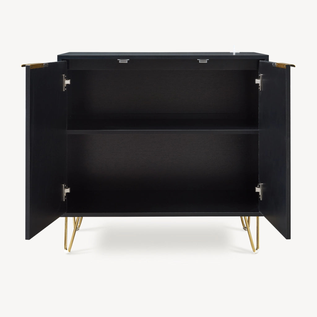 Credenza Multiuso Trondi Mobile Contenitore a 2 Ante 75 x 80 x 40 cm - Nero [en.casa]