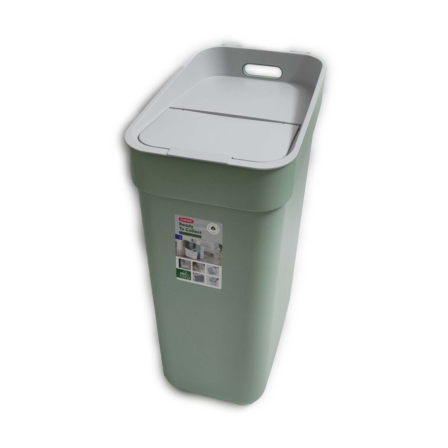 PATTUMIERA CURVER READY VERDE / GRIGIO LT. 30 CON FERMA BUSTA