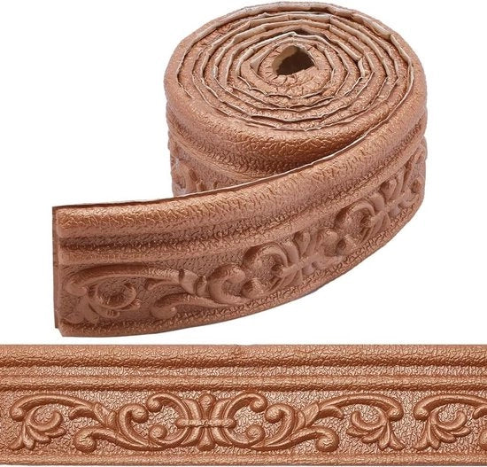 Molding decorativo 3D in foam autofissante, bordo marrone, decorazione per pareti, DIY decor per hotel