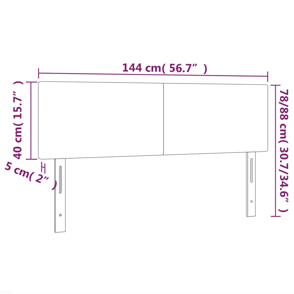 Testiera | Testata a LED Nera 144x5x78/88 cm in Similpelle