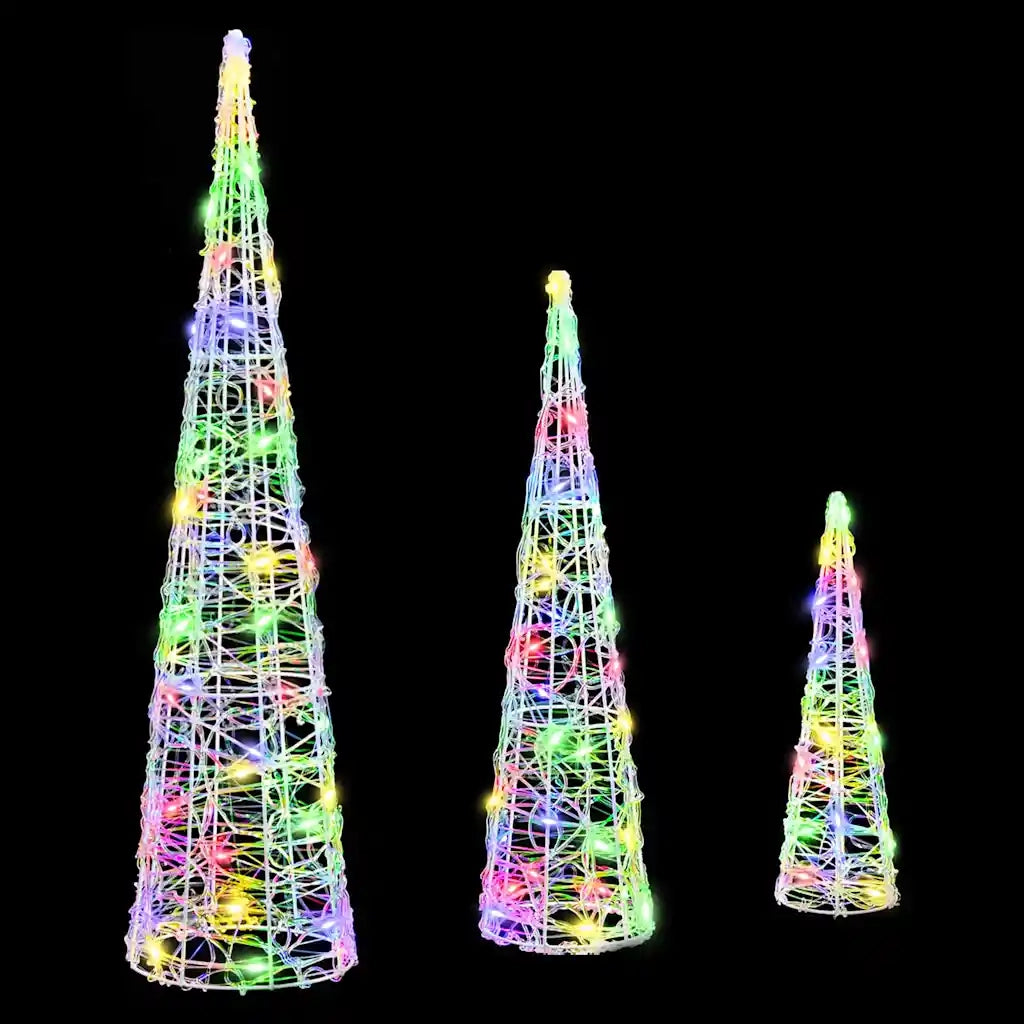 Albero di Natale 3 pz-Decorazioni natalizie Multicolore 20 x 20 x 80 cm Acrilico