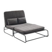 Divano letto 2 posti - con funzione letto e tasche laterali - in chenille - grigio