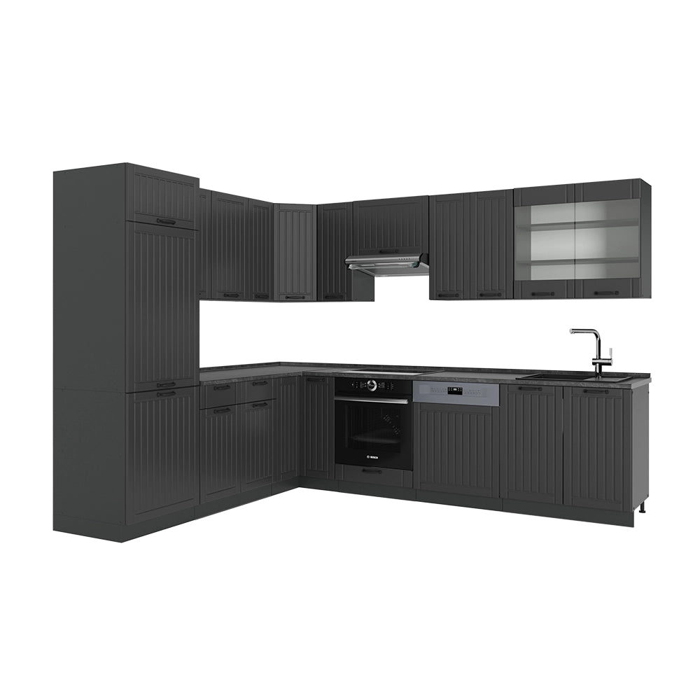 Cucina angolare completa Fame-Line Grigio scuro/Antracite 287 x 60 cm, PL Antracite Vicco